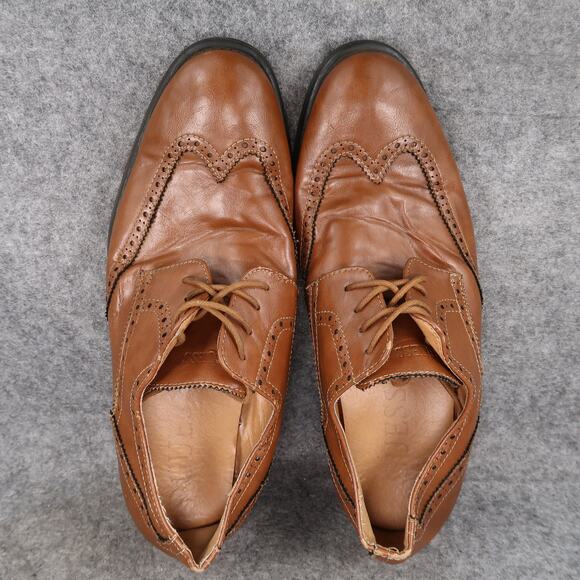Guess Shoes Mens 10 Wingtip Oxfords Derby Brown Classic Event Formal Lace Up - Picture 8 of 12